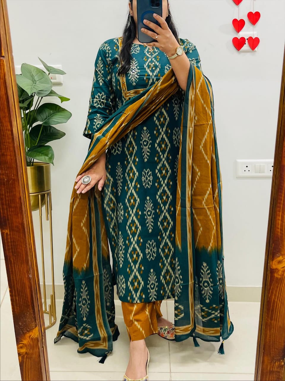 Kurti with Pant with cotton Sequence work 100-100 Dupatta