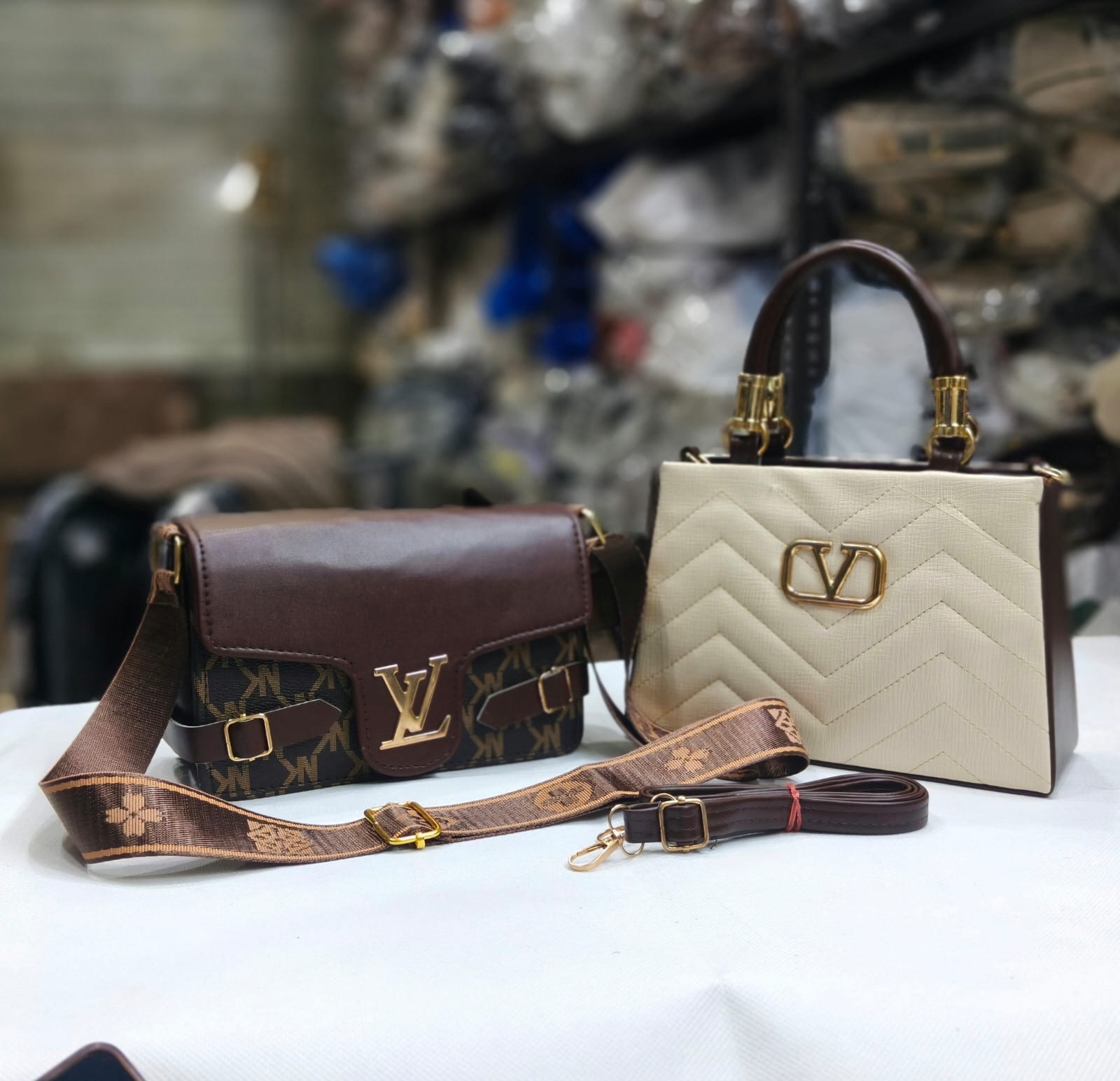 2 PCS COMBO SET*  *NEW ARRIVAL*  HANDY+SLING  ONE MAIN COMPARTMENT   LADY CROSSBODY SLING   *SIZE 8/6 ,9/6 INCH*