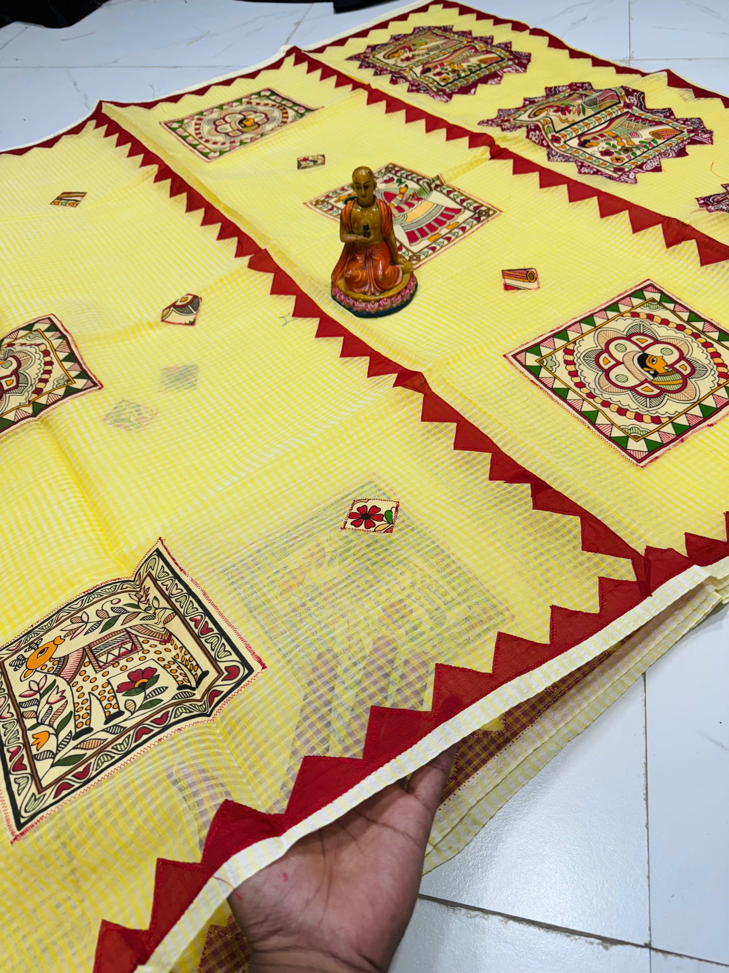 NEW EXCLUSIVE PURE RESOM KOTA APLIC WORK SAREE