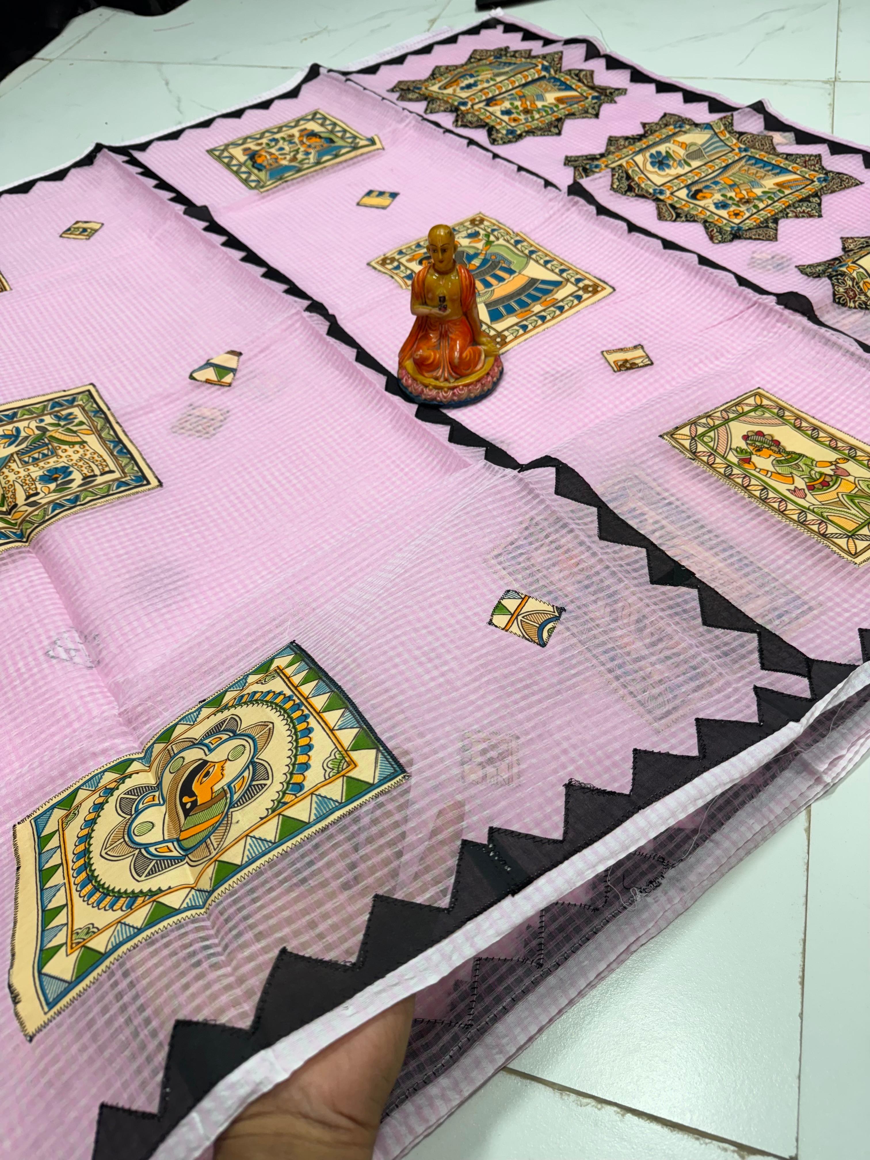 NEW EXCLUSIVE PURE RESOM KOTA APLIC WORK SAREE
