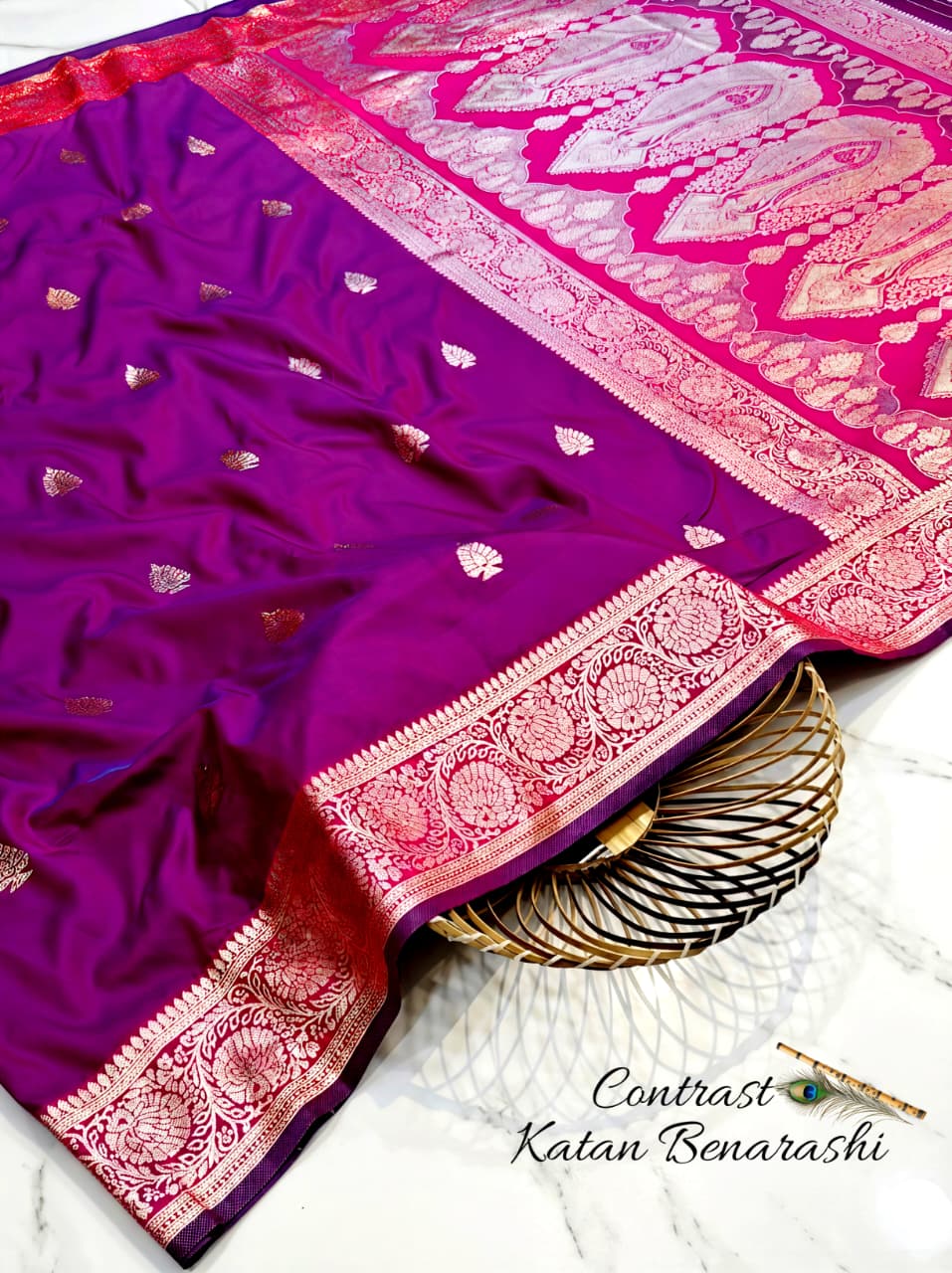 CONTRAST BRIDAL BEANARASI SAREE