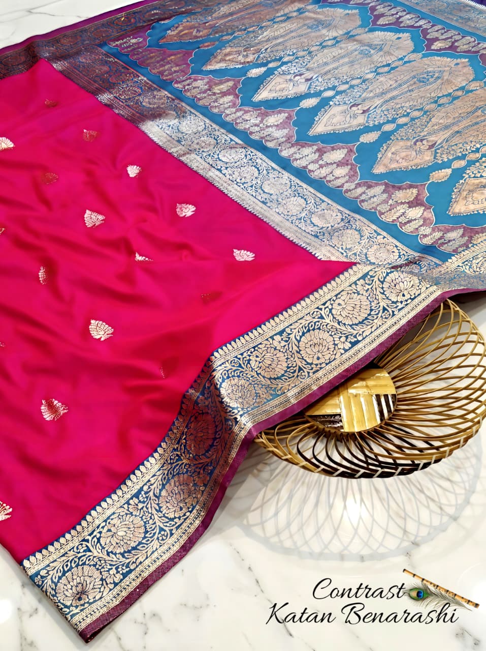 CONTRAST BRIDAL BEANARASI SAREE