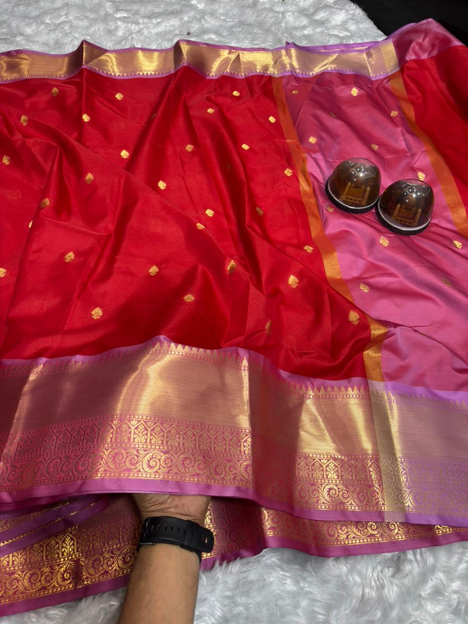 PREMIUM SEMI KATAN SILK SAREE WITH GOLDEN ZARI