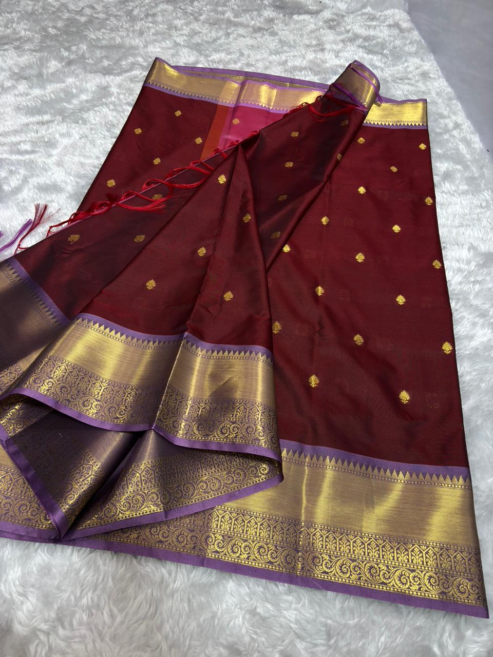PREMIUM SEMI KATAN SILK SAREE WITH GOLDEN ZARI