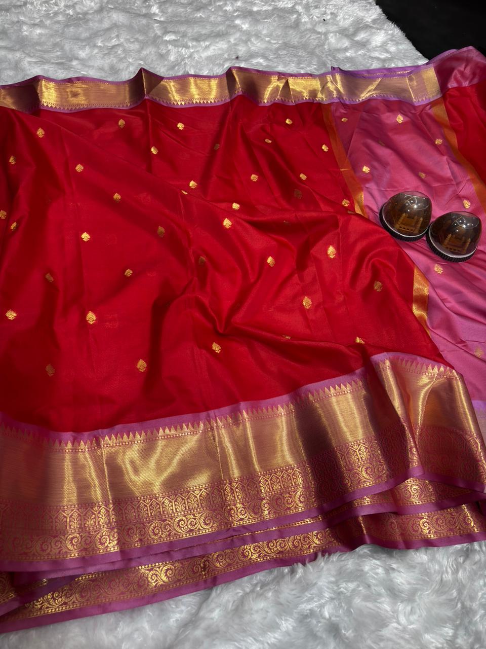 PREMIUM SEMI KATAN SILK SAREE WITH GOLDEN ZARI