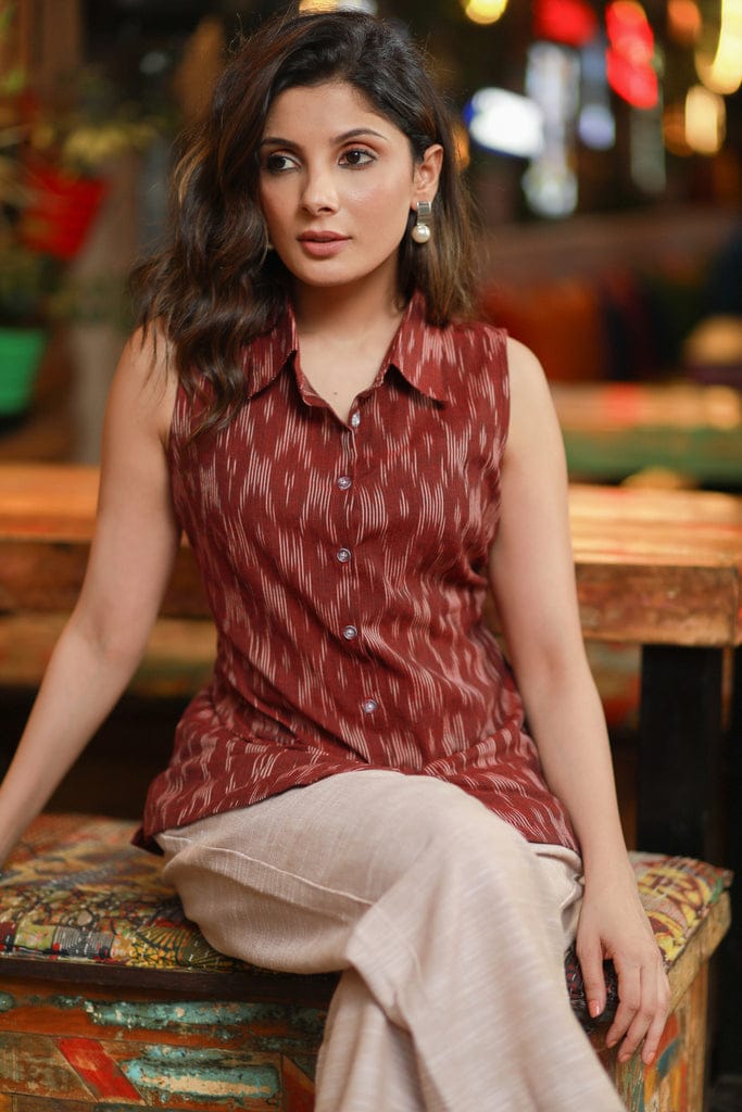 Premium Double Weaving Khadi Ikkat Shirt