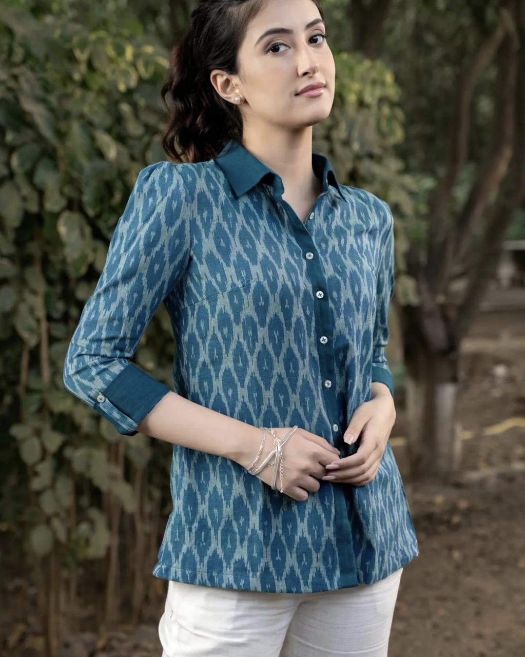 Premium Double Weaving Khadi Ikkat Shirt
