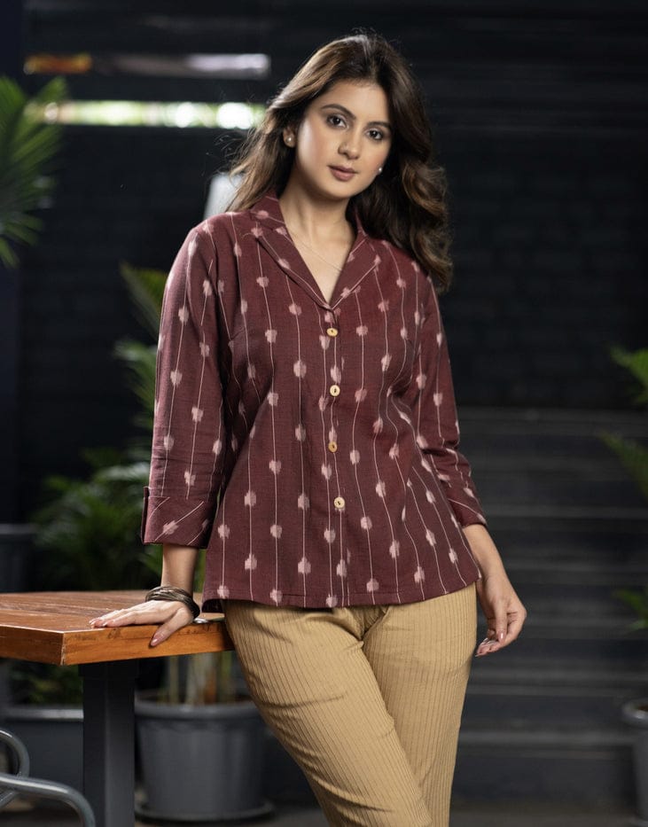 Premium Double Weaving Khadi Ikkat Shirt
