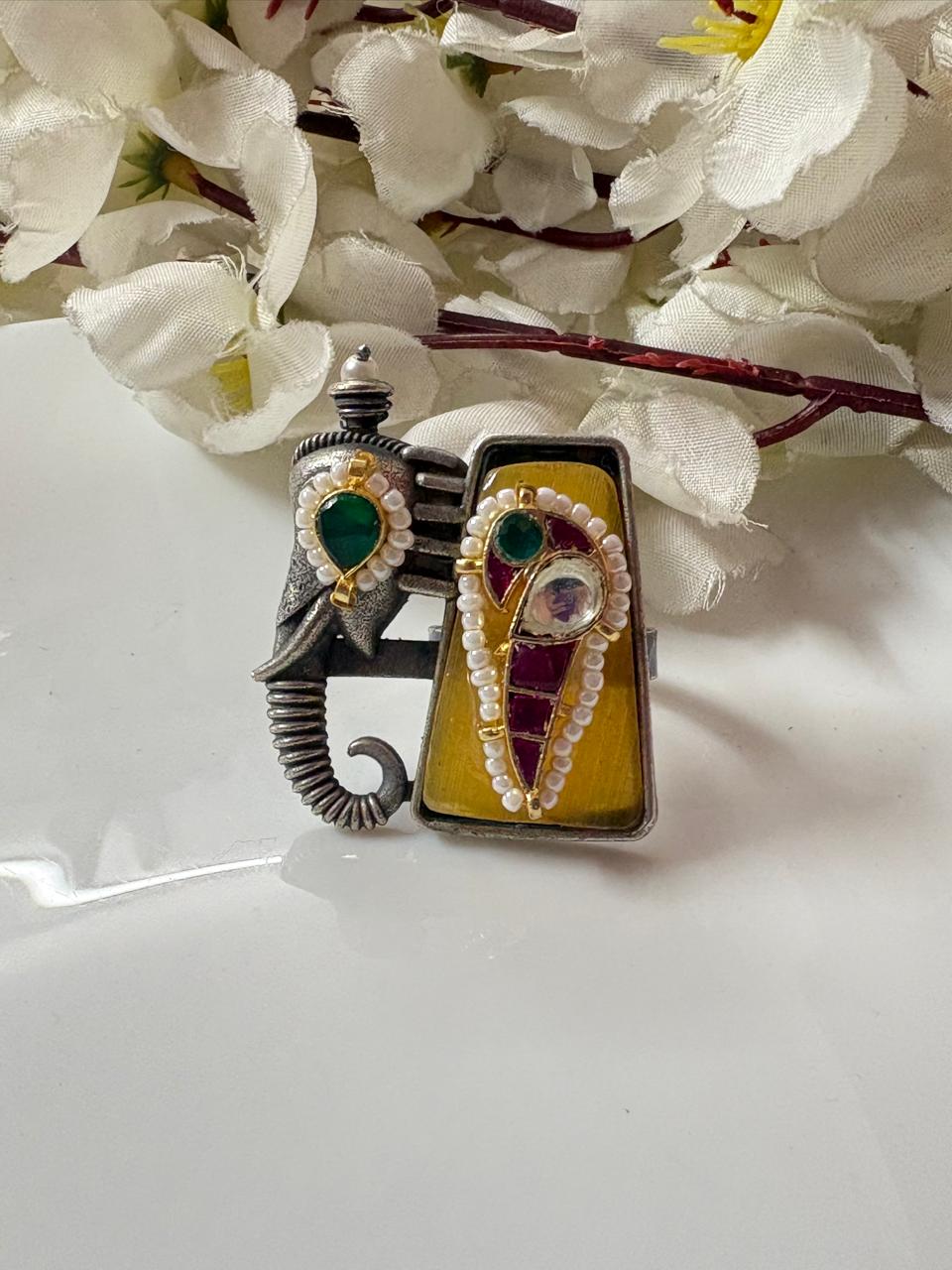 KUNDAN MULTICOLOURED FINGER RINGS