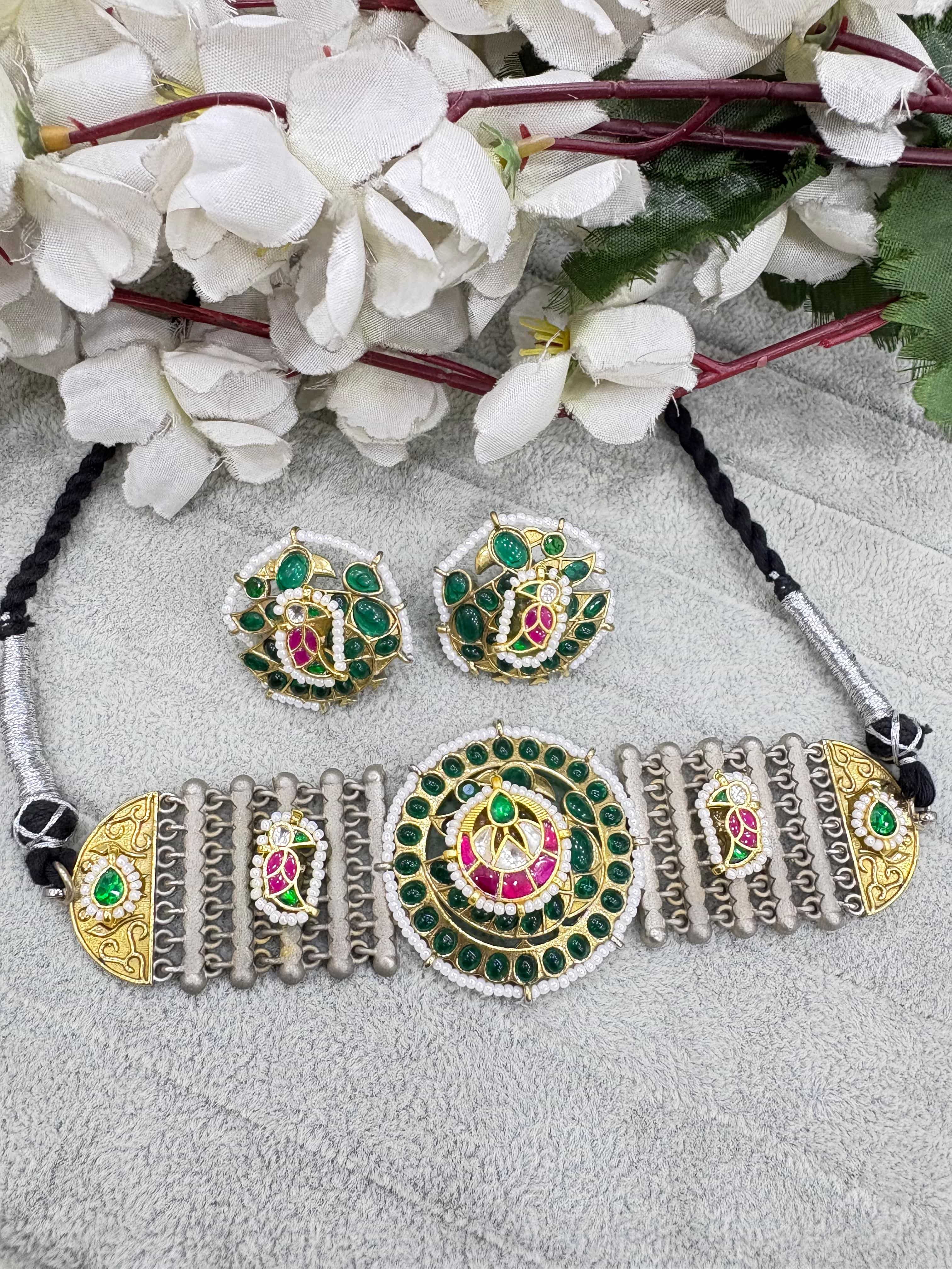 Dual-Tone SLA Kundan Fusion Necklace Set